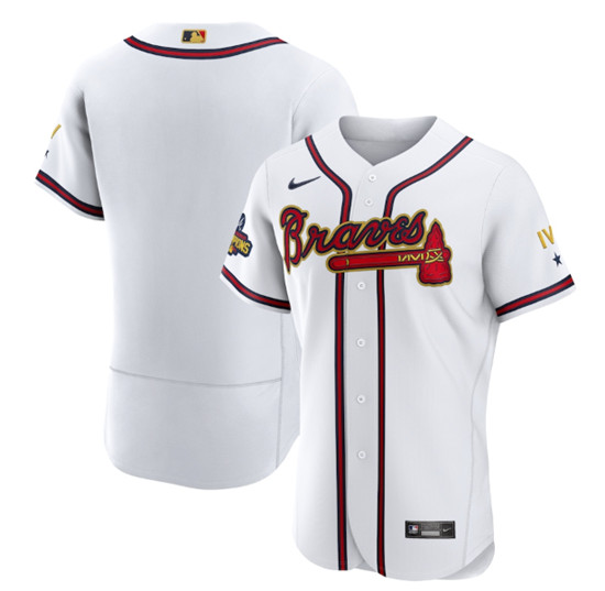 Atlanta Braves Blank 2022 White Gold World Series Champions Program Flex Base Stitched Baseball Jersey