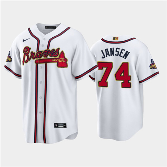 Atlanta Braves #74 Kenley Jansen 2022 White Gold World Series Champions Program Cool Base Stitched Baseball Jersey