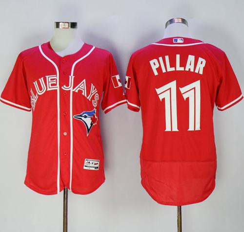 Blue Jays #11 Kevin Pillar Red Flexbase Authentic Collection Canada Day Stitched Jersey