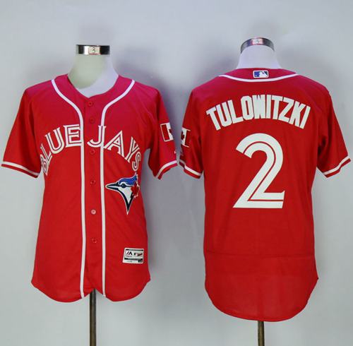 Blue Jays #2 Troy Tulowitzki Red Flexbase Authentic Collection Canada Day Stitched Jersey