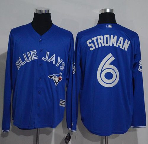 Blue Jays #6 Marcus Stroman Blue New Cool Base Long Sleeve Stitched Jersey