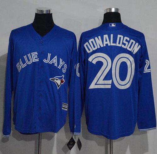 Blue Jays #20 Josh Donaldson Blue New Cool Base Long Sleeve Stitched Jersey