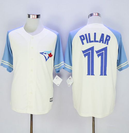 Blue Jays #11 Kevin Pillar Cream Blue Exclusive New Cool Base Stitched Jersey