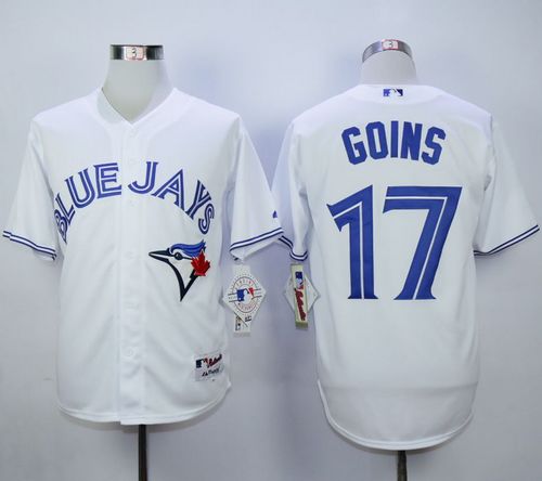 Blue Jays #17 Ryan Goins White Cool Base Stitched Jersey