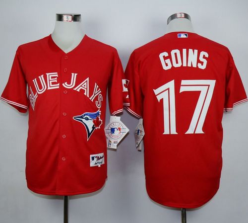 Blue Jays #17 Ryan Goins Red Canada Day Stitched Jersey