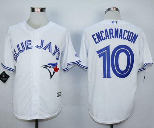 Blue Jays #10 Edwin Encarnacion White New Cool Base Stitched Jersey