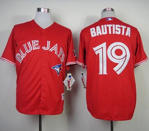 Blue Jays #19 Jose Bautista Red Canada Day Stitched Jersey