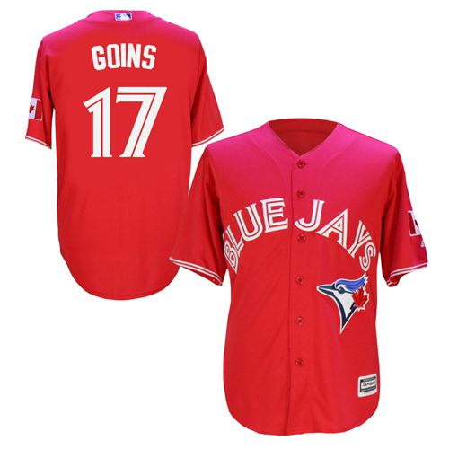 Blue Jays #17 Ryan Goins Red New Cool Base Canada Day Stitched Jersey