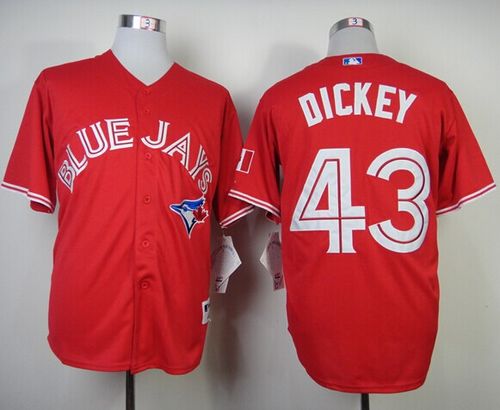 Blue Jays #43 R.A. Dickey Red Canada Day Stitched Jersey