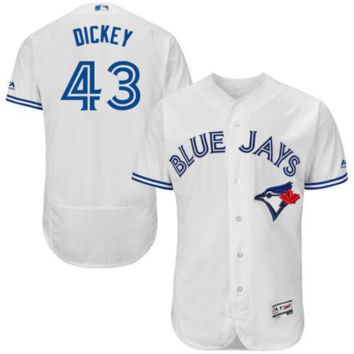 Blue Jays #43 R.A. Dickey White Flexbase Authentic Collection Stitched Jersey