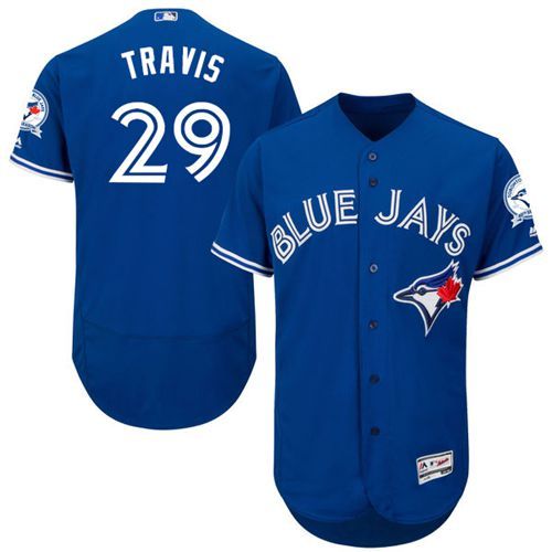 Blue Jays #29 Devon Travis Blue Flexbase Authentic Collection Stitched Jersey