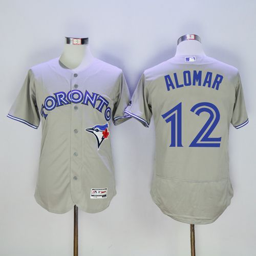 Blue Jays #12 Roberto Alomar Grey Flexbase Authentic Collection Stitched Jersey