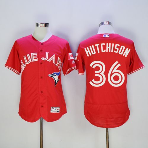 Blue Jays #36 Drew Hutchison Red Flexbase Authentic Collection Canada Day Stitched Jersey