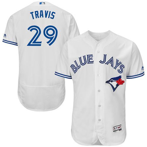 Blue Jays #29 Devon Travis White Flexbase Authentic Collection Stitched Jersey