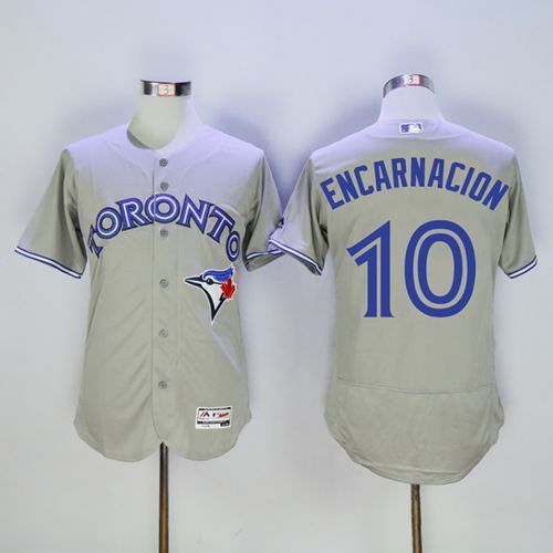 Blue Jays #10 Edwin Encarnacion Grey Flexbase Authentic Collection Stitched Jersey