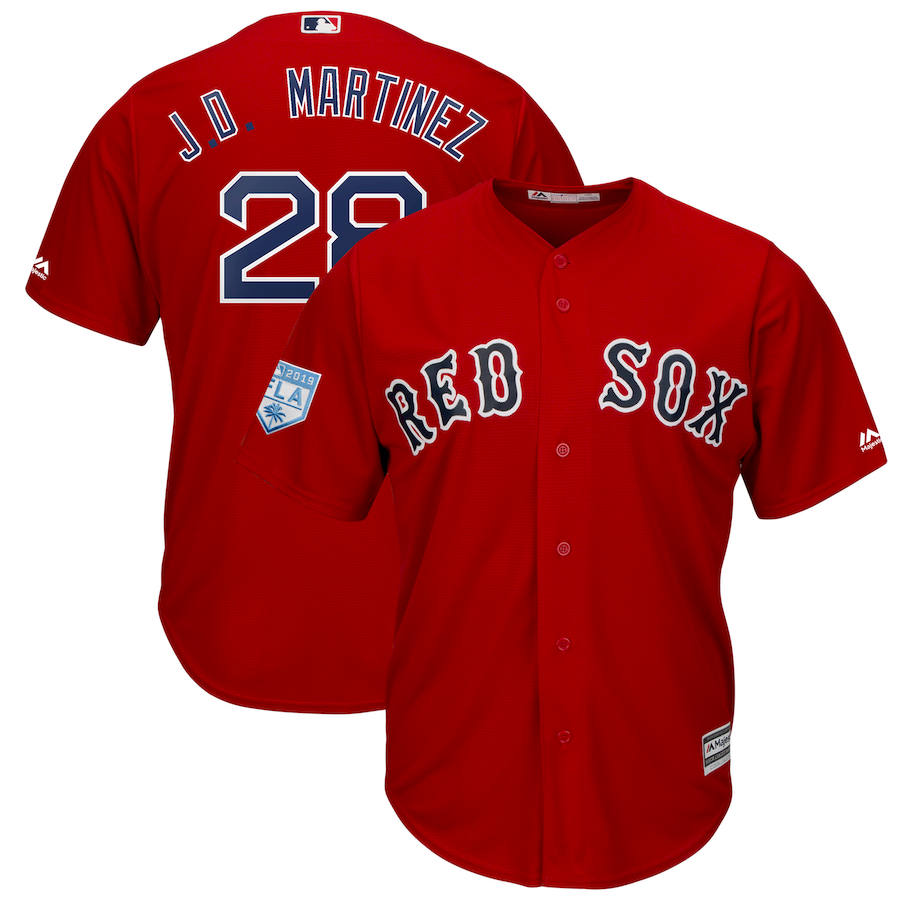 Boston Red Sox #28 J.D. Martinez Red 2019 Spring Training Cool Base Stitched Jersey