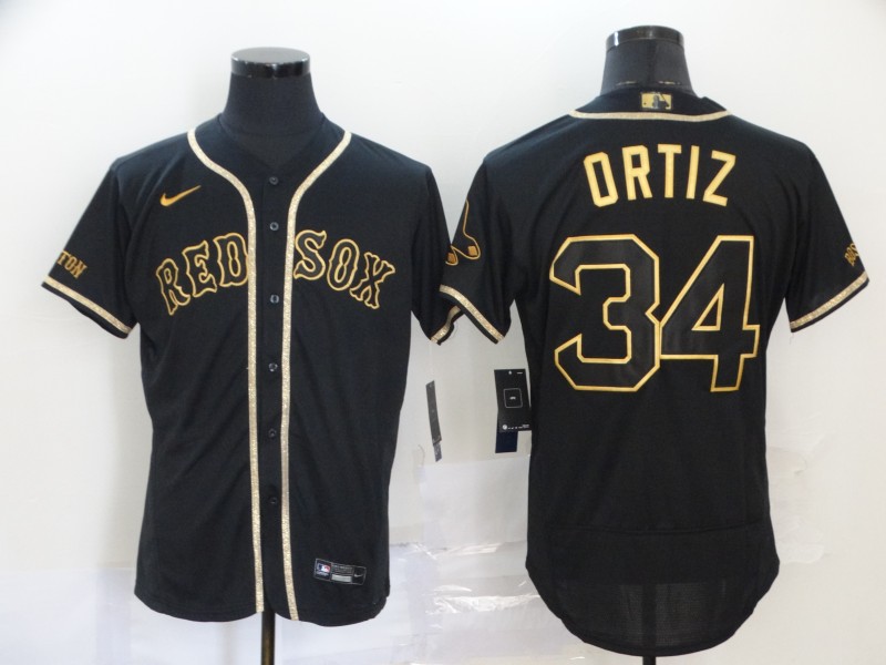 Boston Red Sox #34 David Ortiz 2020 Black Golden Flex Base Stitched Jersey