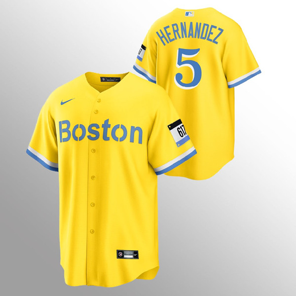 Boston Red Sox #5 Enrique Hernandez Gold 2021 City Connect Stitched Jersey