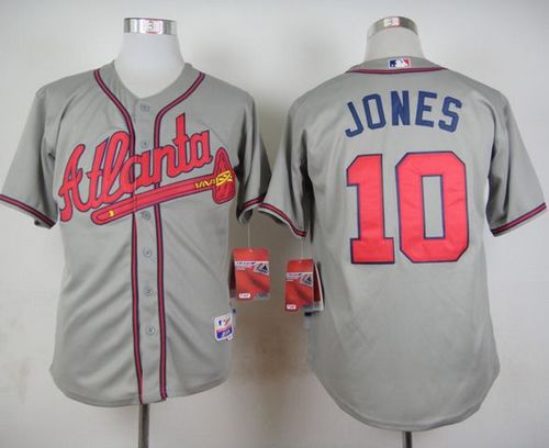 Braves #10 Chipper Jones Stitched Grey Jersey