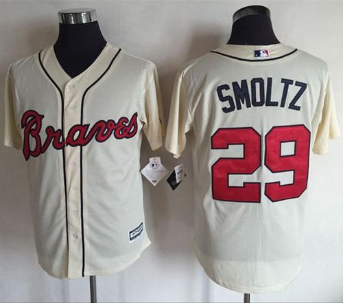 Braves #29 John Smoltz Cream New Cool Base Stitched Jersey