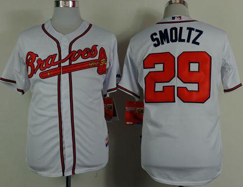 Braves #29 John Smoltz White Cool Base Stitched Jersey