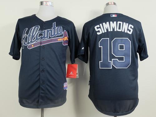 Braves #19 Andrelton Simmons Blue Cool Base Stitched Jersey