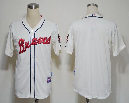 Braves Blank Cream Cool Base Stitched Jersey