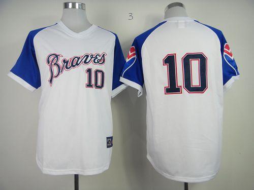 Braves #10 Chipper Jones White 1974 Throwback Stitched Jersey