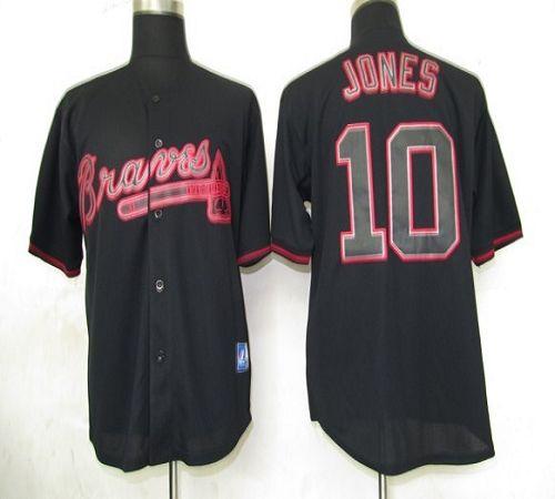 Braves #10 Chipper Jones Black Fashion Stitched Jersey
