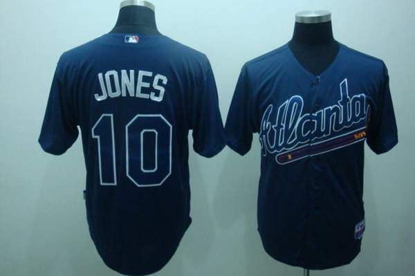 Braves #10 Chipper Jones Blue Practise Stitched Jersey