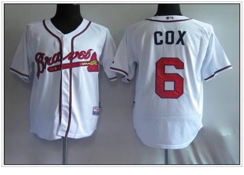 Braves #6 Bobby Cox White Cool Base Stitched Jersey