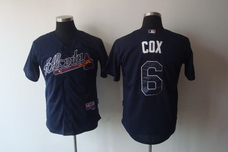 Braves #6 Bobby Cox Blue Stitched Jersey