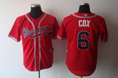 Braves #6 Bobby Cox Red Stitched Jersey