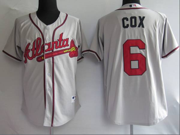 Braves #6 Bobby Cox Stitched Grey Jersey