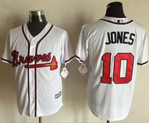 Braves #10 Chipper Jones White New Cool Base Stitched Jersey