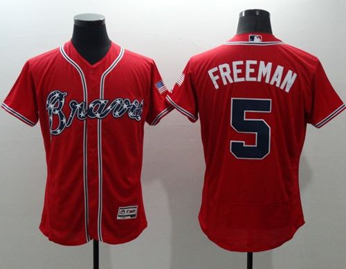 Braves #5 Freddie Freeman Red Flexbase Authentic Collection Stitched Jersey