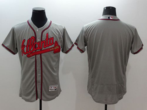 Braves Blank Grey Flexbase Authentic Collection Stitched Jersey