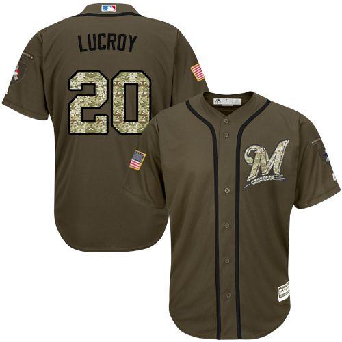 Brewers #20 Jonathan Lucroy Green Salute To Service Stitched Jersey