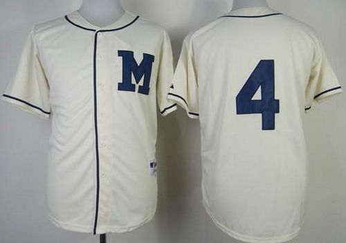 Brewers #4 Paul Molitor Cream 1913 Turn Back The Clock Stitched Jersey