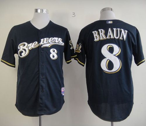 Brewers #8 Ryan Braun Stitched Blue Jersey