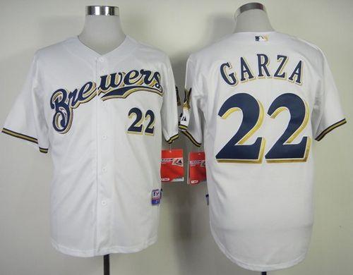 Brewers #22 Matt Garza White Cool Base Stitched Jersey