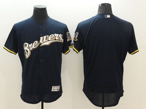 Brewers Blank Navy Blue Flexbase Authentic Collection Stitched Jersey