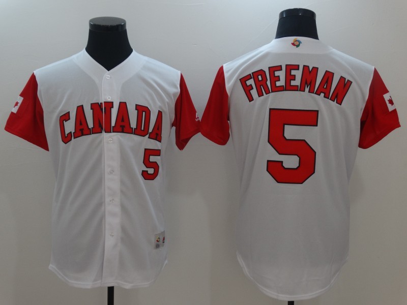 Canada Baseball #5 Freddie Freeman White 2017 World Baseball Classic Stitched WBC Jersey