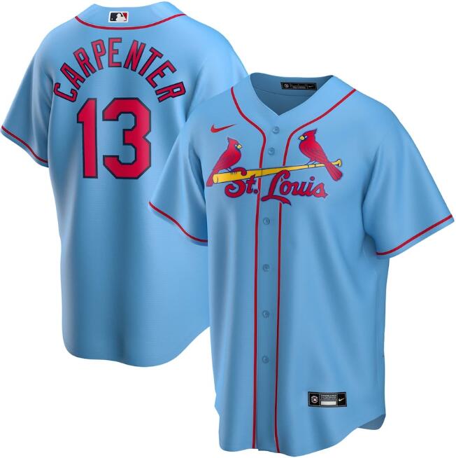 St. Louis Cardinals Blue #13 Matt Carpenter Cool Base Stitched Jersey