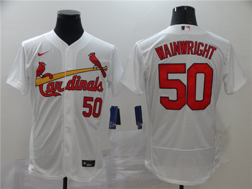 St. Louis Cardinals #50 Adam Wainwright White Flex Base Stitched Jersey