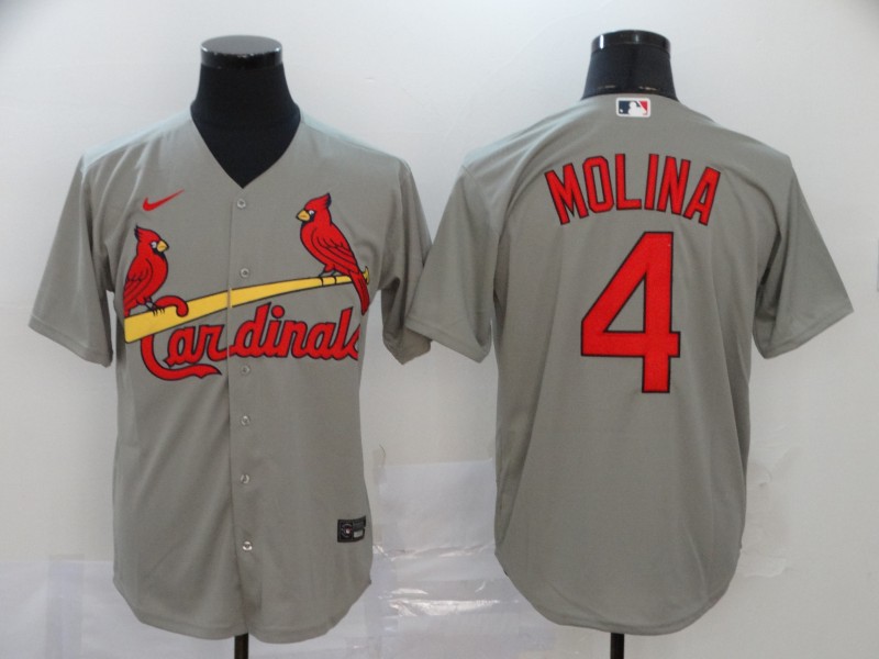 St. Louis Cardinals #4 Yadier Molina Grey Cool Base Stitched Jersey