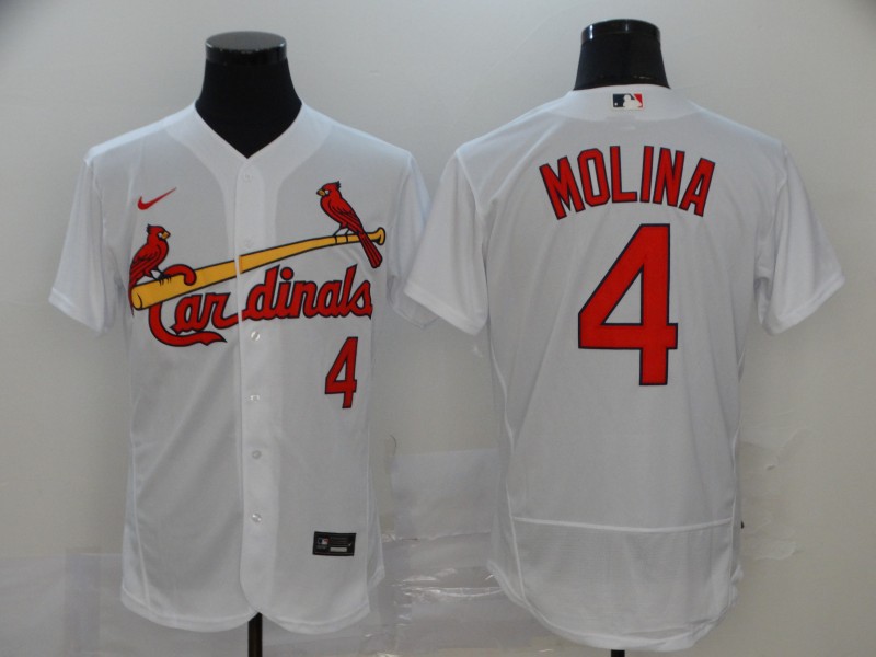 St. Louis Cardinals #4 Yadier Molina White Flex Base Stitched Jersey
