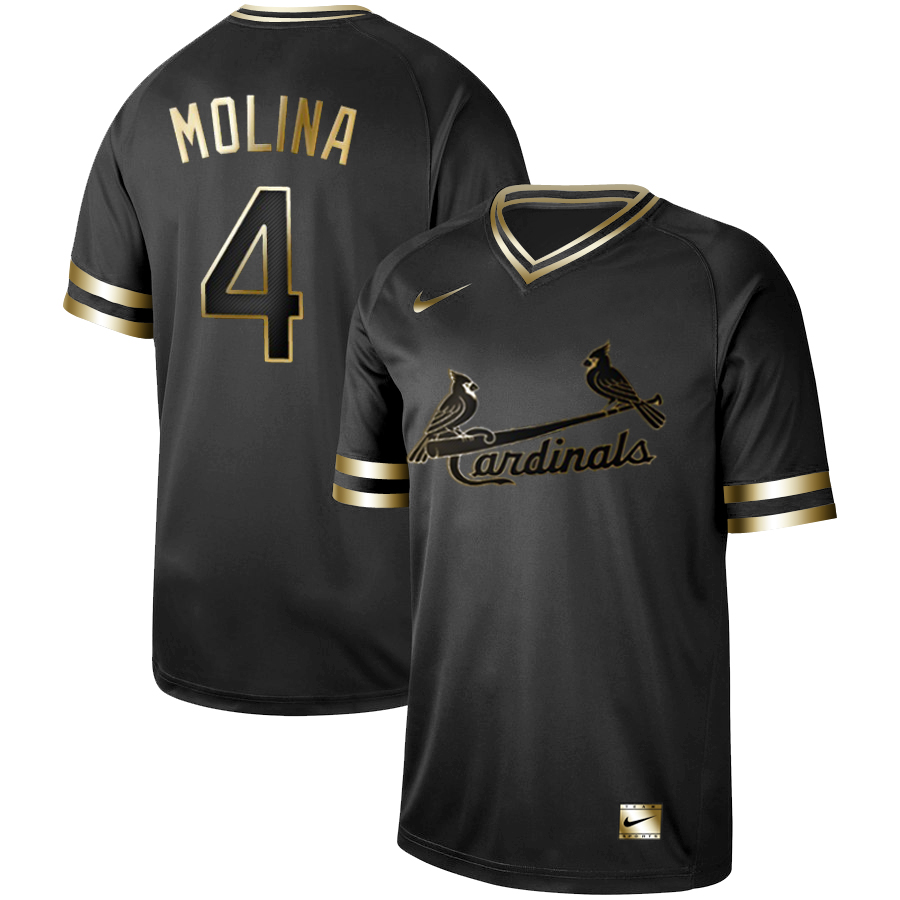 St. Louis Cardinals #4 Yadier Molina Black Gold Stitched Jersey