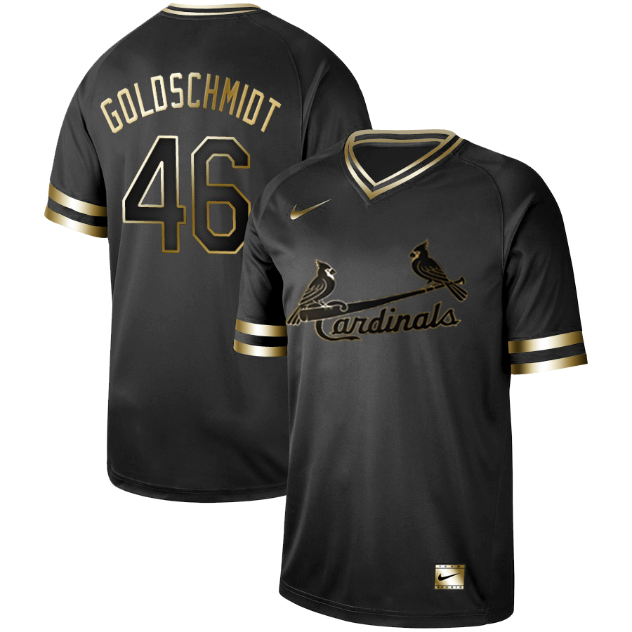 St. Louis Cardinals #46 Paul Goldschmidt Black Gold Stitched Jersey