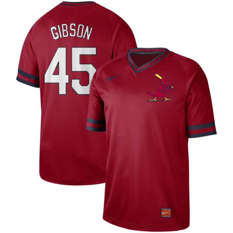 St. Louis Cardinals #45 Bob Gibson Red Cooperstown Collection Legend Stitched Jersey